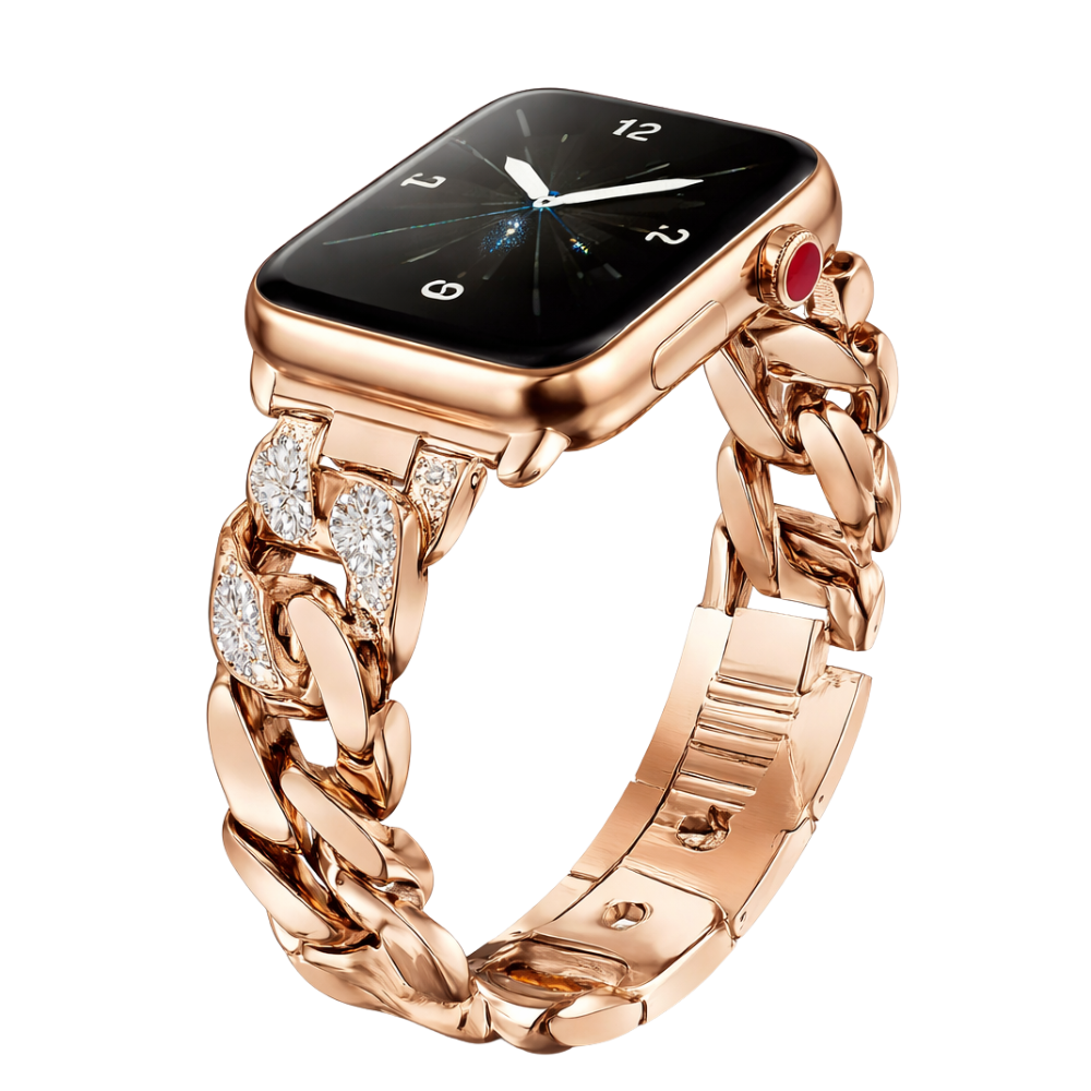 Edelstahl Apple Watch Armband Roségold – Kettenarmband mit Strass